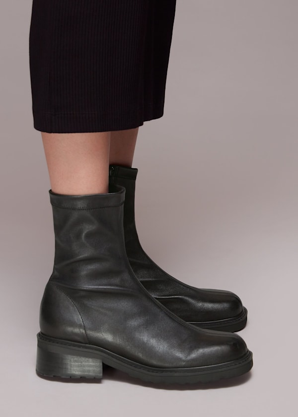 Black Paige Stretch Sock Boot