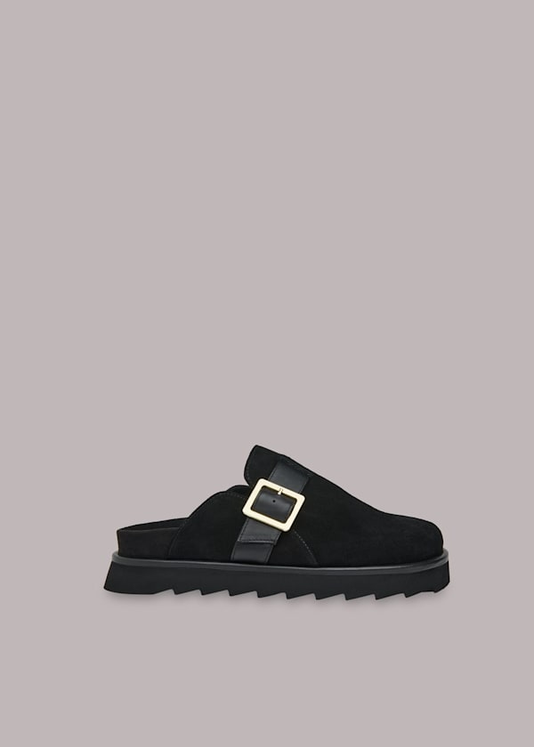 Black Zola Buckle Mule
