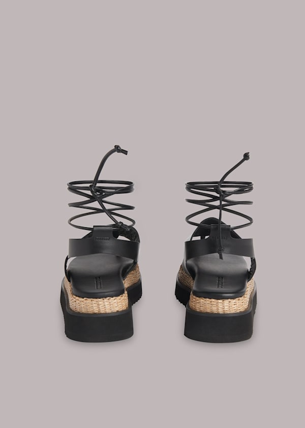 Black Lia Raffia Platform Sandal