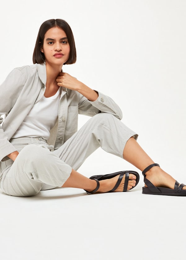 Black Gaia Asymmetric Strappy Sandal