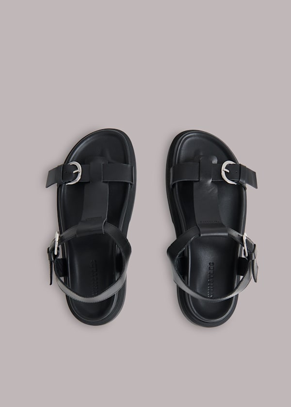 Black Porto Double Buckle Sandal