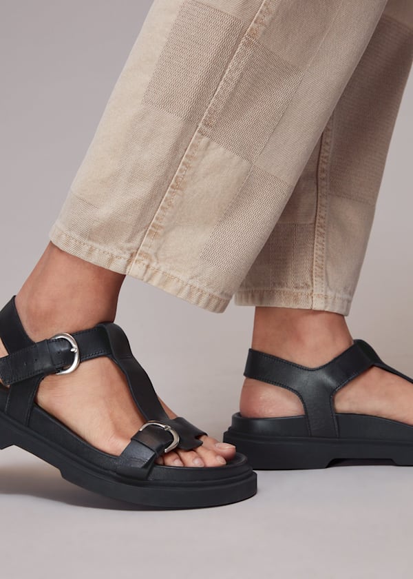Black Porto Double Buckle Sandal