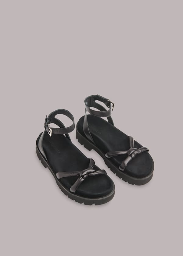 Black Mina Knotted Sandal