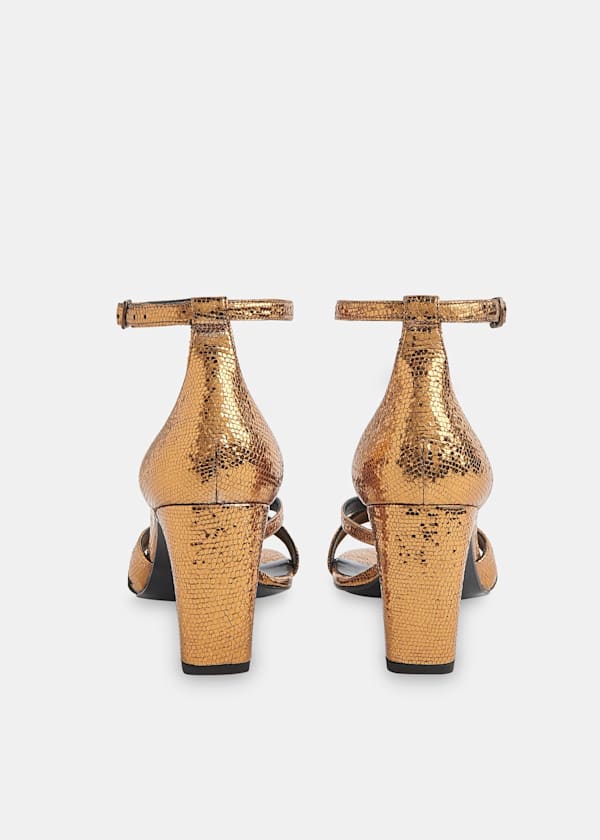 Gold Hailey Strappy Heeled Sandal