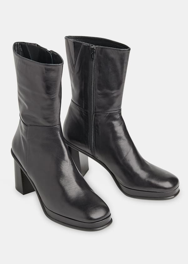 Black Clara Platform Heeled Boot