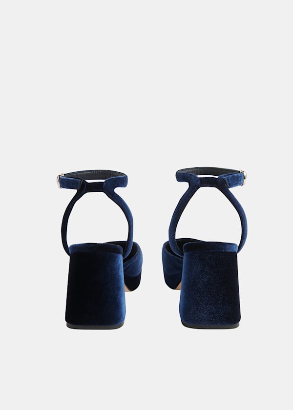 Navy Estella Velvet Platform Shoe