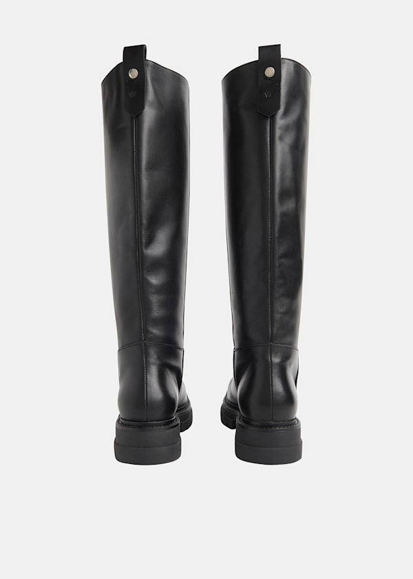 Black Maceo Lug Sole Knee High Boot