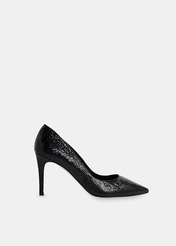 Black Corie Textured Heeled Pump