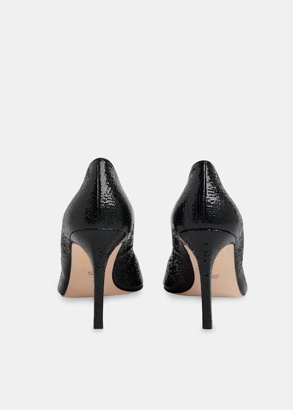 Black Corie Textured Heeled Pump
