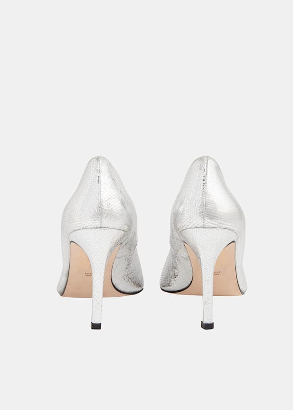 Silver Corie Textured Heeled Pump