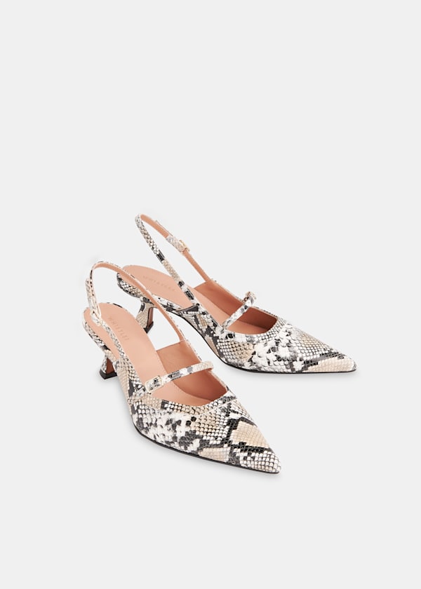 Black Nila Snake Slingback Heel