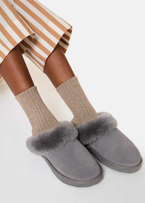 Grey Emilia Cuff Slipper