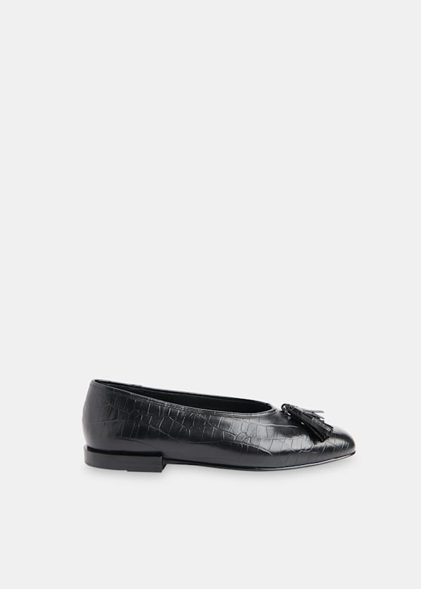 Black Cilou Tassel Croc Ballet Pump