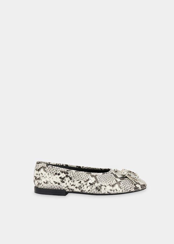 Grey Cilou Tassel Snake Ballet Pump