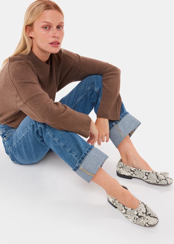 Grey Cilou Tassel Snake Ballet Pump