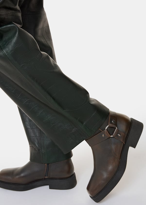 Brown Matteo Burnished Biker Boot