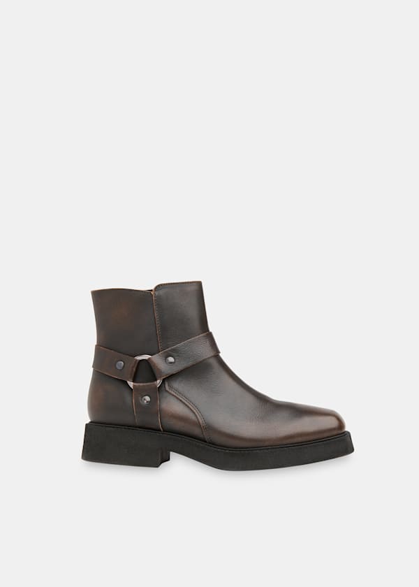 Brown Matteo Burnished Biker Boot