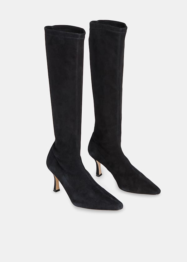Black Hera Stretch Suede Boot