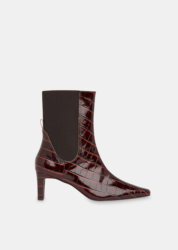 Brown Darla Croc Heeled Boot