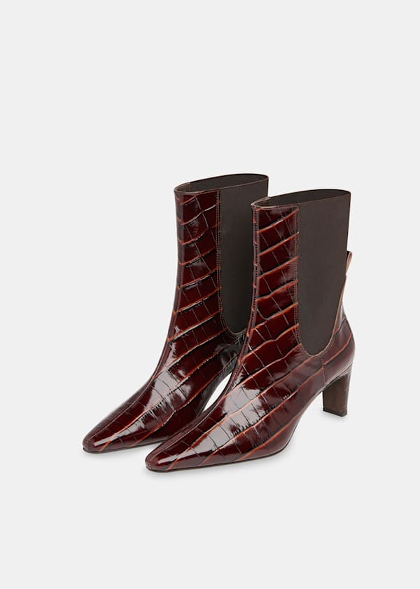 Brown Darla Croc Heeled Boot