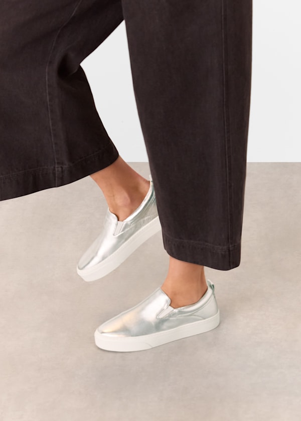 Silver Kinsley Slip On Trainer