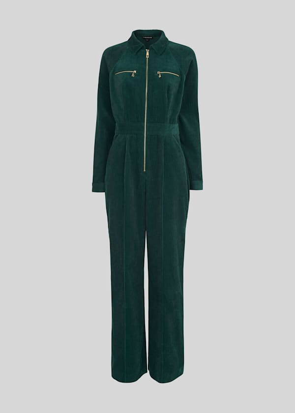 Dark Green Corduroy Jumpsuit