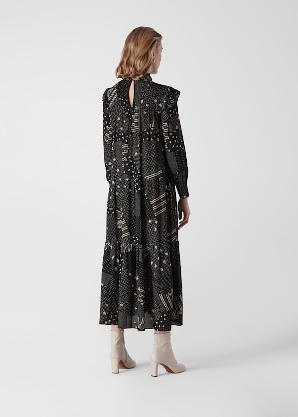 Black Ona Patchwork Print Dress