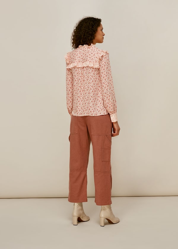 Multicolour Flower Berry Print Silk Top