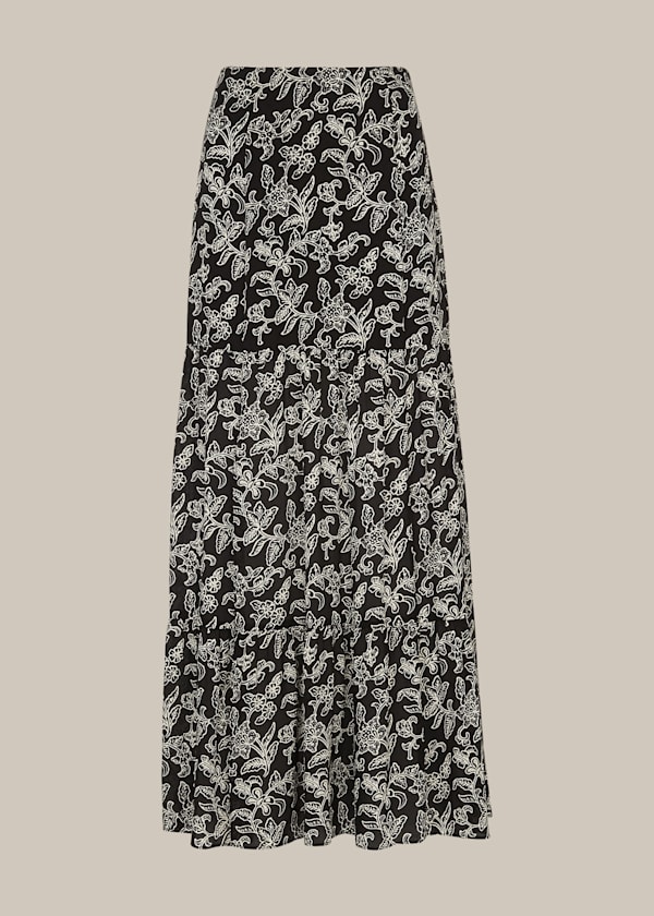 Jasmine Print Silk Skirt