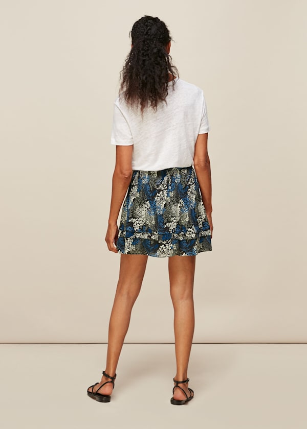 Multicolour Marble Animal Print Silk Skirt