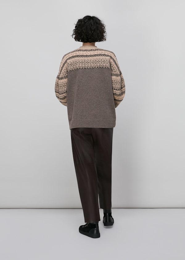 Grey Fairisle Crew Neck Sweater