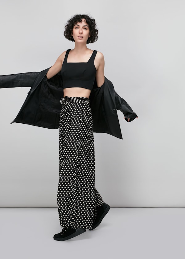 Black Spot Silk Palazzo Pants 