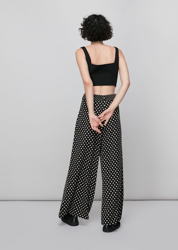 Black Spot Silk Palazzo Pants 