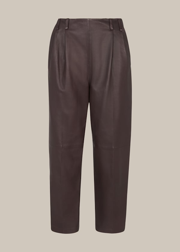 Burgundy Leather Tapered Trouser