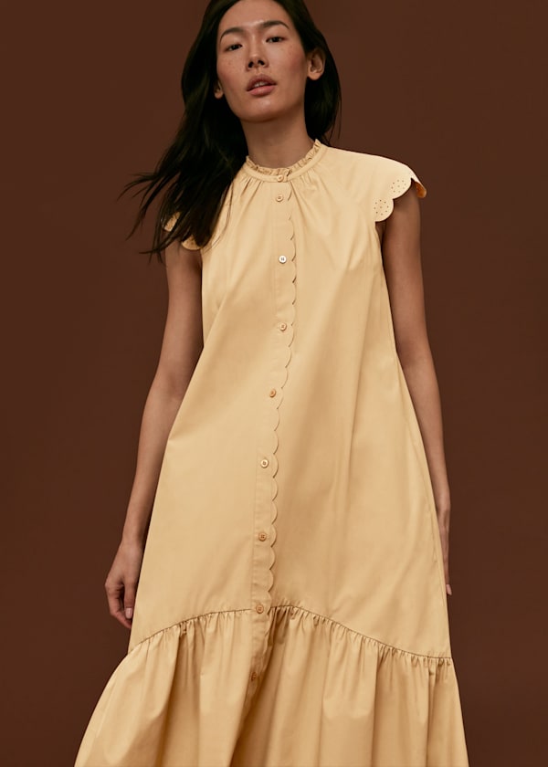 Neutral Elsie Broderie Shirt Dress