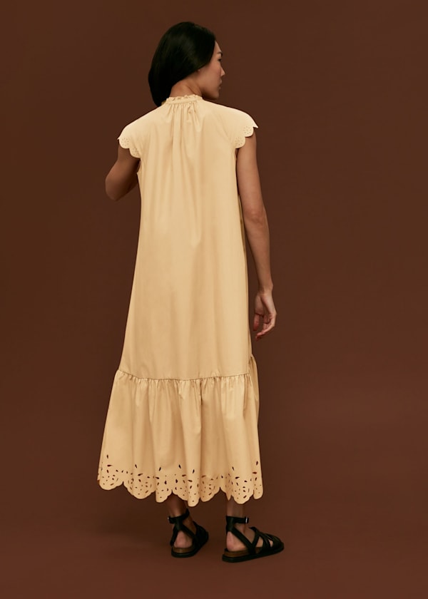 Neutral Elsie Broderie Shirt Dress