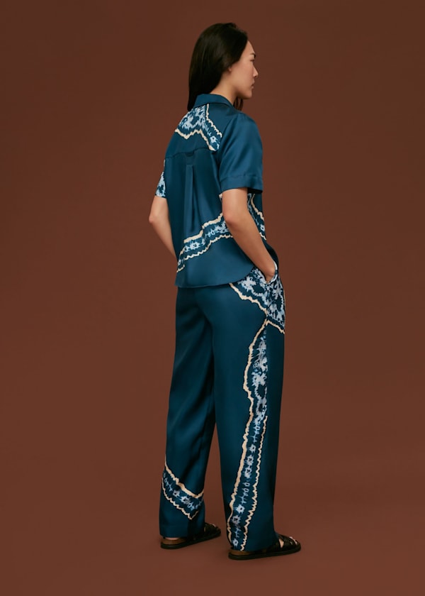 Blue Silk Tie Dye Shirt