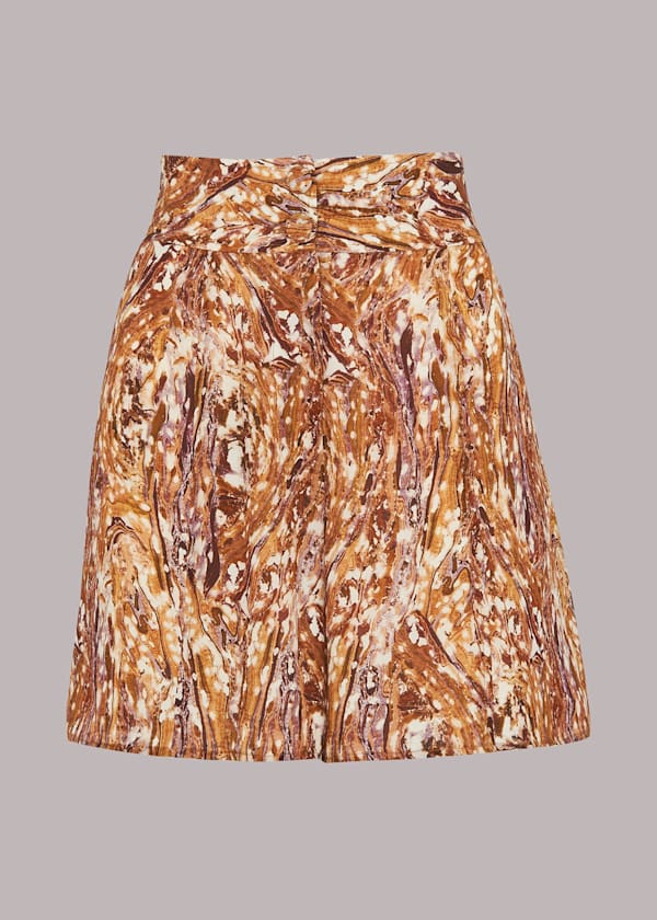 Multicolour Marble Print Silk Shorts