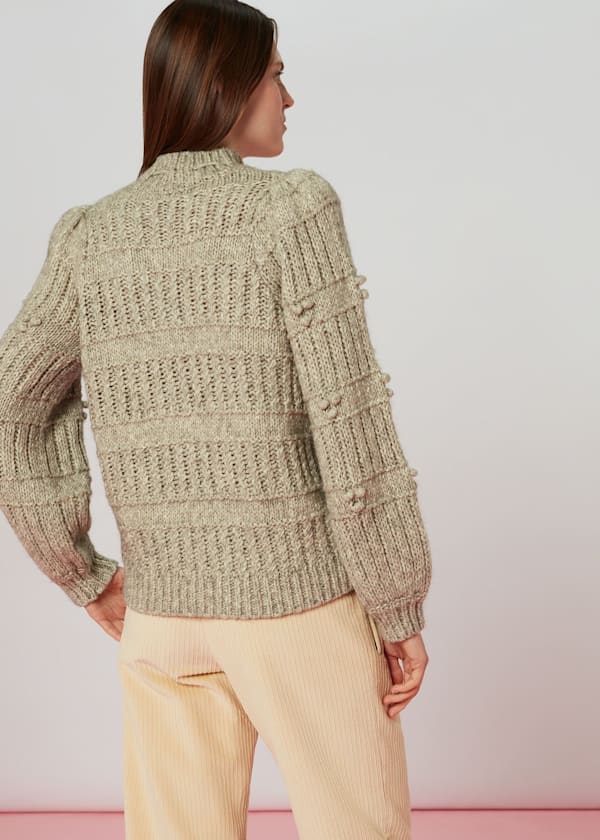 Grey Tie Neck Detail Sweater