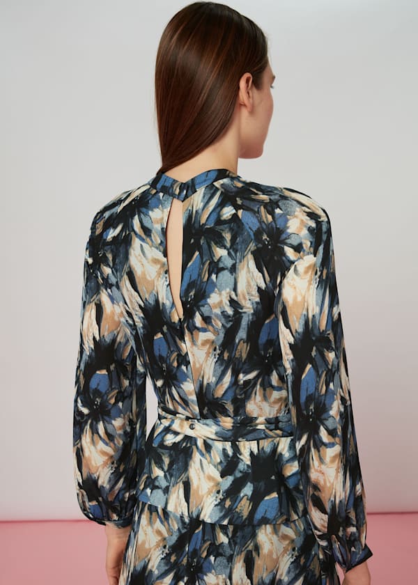 Multicolour Storm Floral Silk Belted Dress
