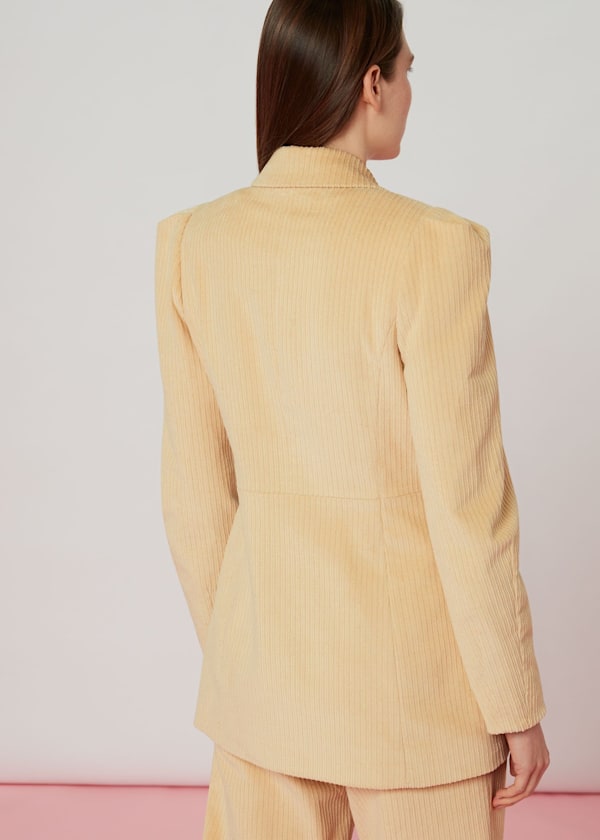 Beige Suki Cord Puff Sleeve Blazer