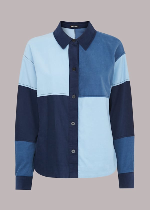 Blue Annie Patchwork Cord Top