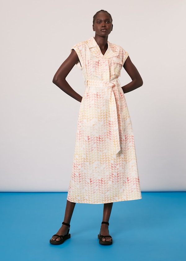 Multicolour Hexagon Print Midi Dress