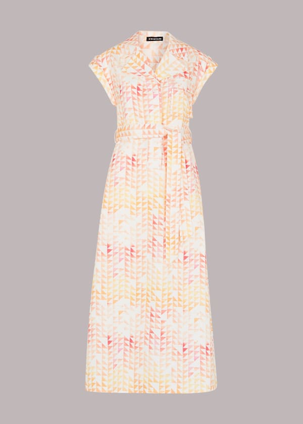 Multicolour Hexagon Print Midi Dress
