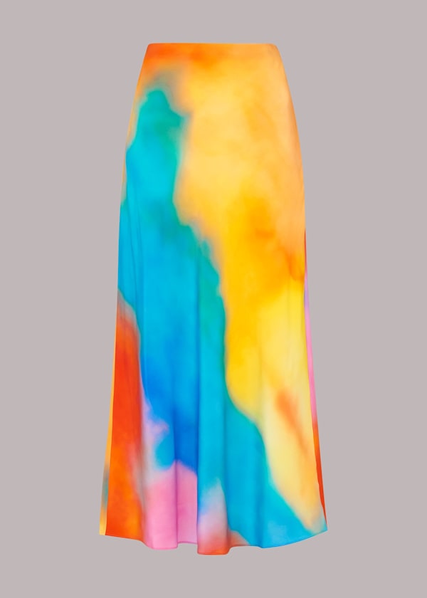 Multicolour Bias Cut Rainbow Skirt