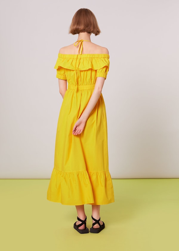Yellow Serena Poplin Bardot Dress