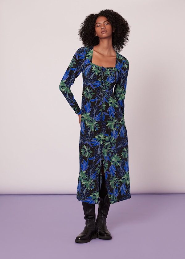 Multicolour Scaling Blossom Silk Dress