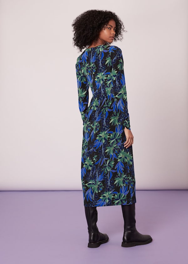 Multicolour Scaling Blossom Silk Dress