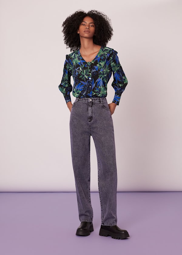 Multicolour Scaling Blossom Silk Shirt