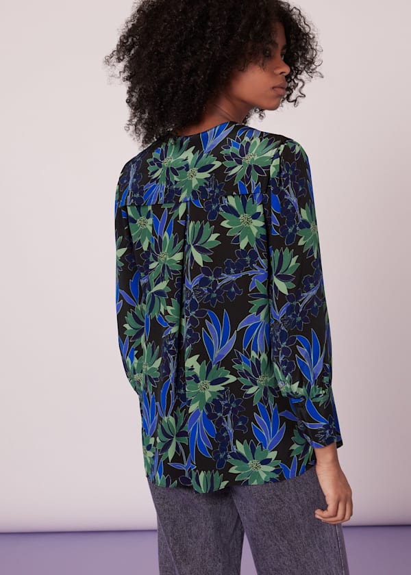 Multicolour Scaling Blossom Silk Shirt